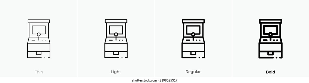 arcade icon. Thin, Light Regular And Bold style design isolated on white background