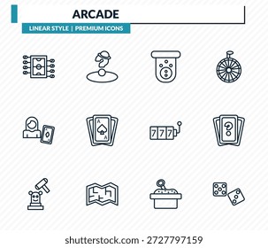conjunto de ícones de arcade - ação de voz, ação de voz, ação de voz, coleção de vetores de tópicos.