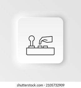 Arcade, joystick, game neumorphic style vector icon. Neumorphism style. Arcade joystick game neumorphic style vector icon. Neumorphism style on white background.