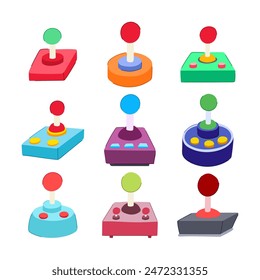 arcade joystick set cartoon. retro vintage, control machine, video old arcade joystick sign. isolated symbol vector illustration