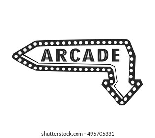 Arcade Light Sign Arrow. Vector Illustration. Isolated