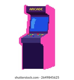 Arcade machine with 8 bit Pixel Art Design.