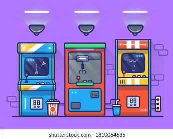 Arcade Machine Cartoon Vector Icon Illustration. Game Technology Icon Concept Isolated Premium Vector. Flat Cartoon Style