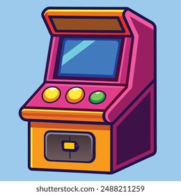 Arcade Machine Cartoon Vector Kawaii Icon. Recreation Technology Illustration