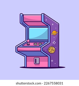 Arcade Machine Game Cartoon Vector Icon Illustration. Holiday Technology Icon Concept Isolated Premium Vector. Flat Cartoon Style