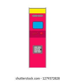 Arcade machine gaming entertainment retro vector icon. Gamble vintage pixel bit play controller