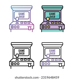 Diseño de icono de máquina de arcade en cuatro colores de variación