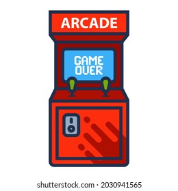 arcade machine icon with game over screen. 