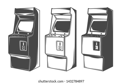 Arcade machine illustrations, vector set