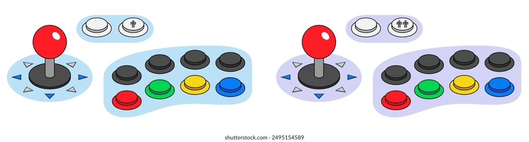 Arcade Machine Joystick und Buttone Layout für Zwei Player. isometrische Darstellung