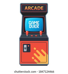 Arcade Machine On A White Background. Game From 80s. Flat Vector Illustration