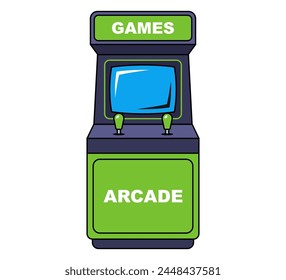 arcade machine on a white background. game from 80s. flat vector illustration