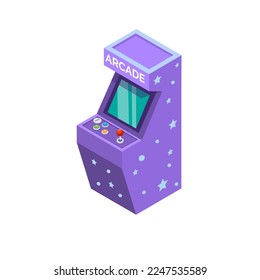 Arcade machine retro game device symbol isometric illustration vector 