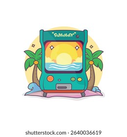 Arcade machine with summer theme