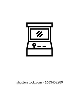 Arcade machine vector icon in linear, outline icon isolated on white background