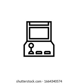 Arcade machine vector icon in linear, outline icon isolated on white background