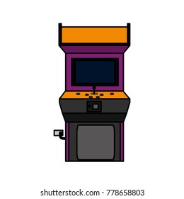 Arcade machine of videogame play retro and technology theme Isolated design Vector illustration