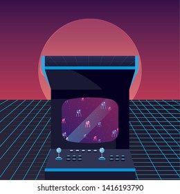 arcade machine videogame retro vector ilustration vector ilustration