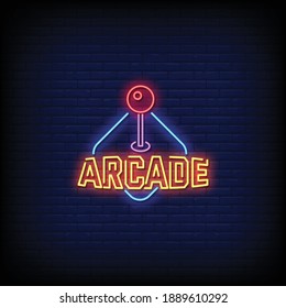 Arcade Neon Signs Style Text Vector