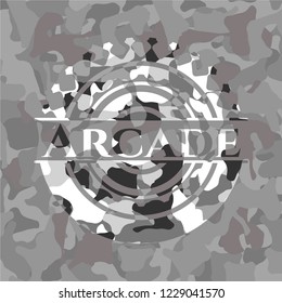 Arcade on grey camo texture