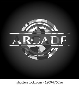 Arcade on grey camouflage texture