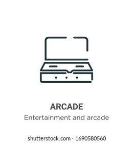 Arcade outline vector icon. Thin line black arcade icon, flat vector simple element illustration from editable entertainment and arcade concept isolated stroke on white background