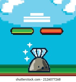 arcade pixel game level with diamond