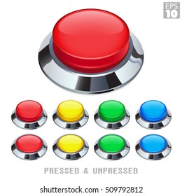 Arcade Push Buttons With Chrome Bezel Pressed and Unpressed Various Colors