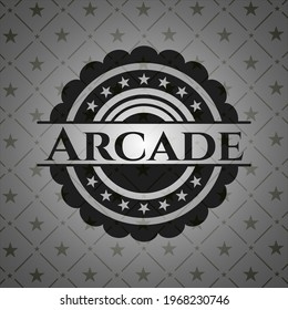 Emblema oscuro realista de arcade. Ilustración vectorial. Detallado. 