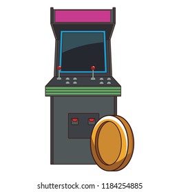 Arcade retro console and coin