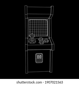 Arcade retro game machine. Wireframe low poly mesh vector illustration.