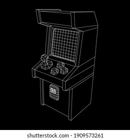 Arcade retro game machine. Wireframe low poly mesh vector illustration.