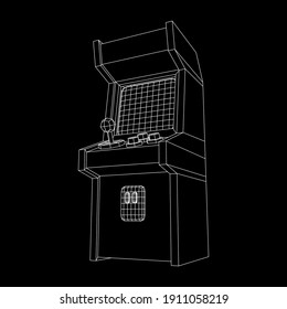 Arcade retro game machine. Wireframe low poly mesh vector illustration.