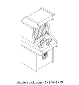 Arcade retro game machine. Wireframe low poly mesh vector illustration.
