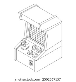 Máquina de juego retro de arcade. Ilustración vectorial de malla de polietileno baja.