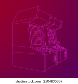 Máquina de juego retro de arcade. Ilustración vectorial de malla de polietileno baja.