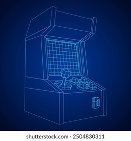 Arcade retro game machine. Wireframe low poly mesh vector illustration.
