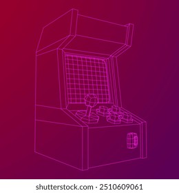Arcade retro game machine. Wireframe low poly mesh vector illustration.