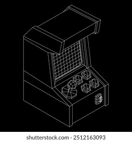 Arcade retro game machine. Wireframe low poly mesh vector illustration.