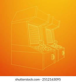 Arcade retro game machine. Wireframe low poly mesh vector illustration.