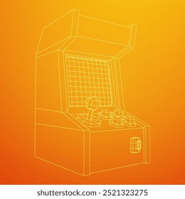 Arcade retro game machine. Wireframe low poly mesh vector illustration.