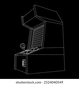 Máquina de jogo retro Arcade. Ilustração do vetor de malha de baixo poli do modelo de arames.