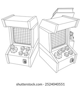 Arcade retro game machine. Wireframe low poly mesh vector illustration.