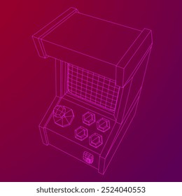 Arcade retro game machine. Wireframe low poly mesh vector illustration.