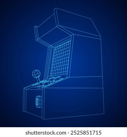 Arcade retro game machine. Wireframe low poly mesh vector illustration.