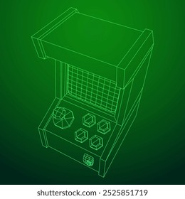 Arcade retro game machine. Wireframe low poly mesh vector illustration.