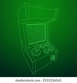 Arcade retro game machine. Wireframe low poly mesh vector illustration.