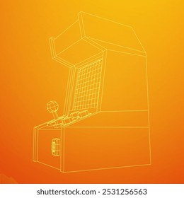 Arcade retro game machine. Wireframe low poly mesh vector illustration.