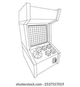 Arcade retro game machine. Wireframe low poly mesh vector illustration.