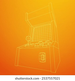 Arcade retro game machine. Wireframe low poly mesh vector illustration.